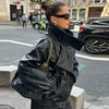 Faux Leather Cropped Bomber Jacket