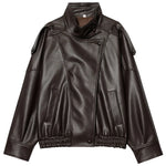 Faux Leather Cropped Bomber Jacket