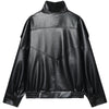Faux Leather Cropped Bomber Jacket