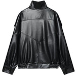 Faux Leather Cropped Bomber Jacket