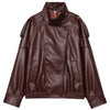 Faux Leather Cropped Bomber Jacket