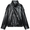 Faux Leather Cropped Bomber Jacket